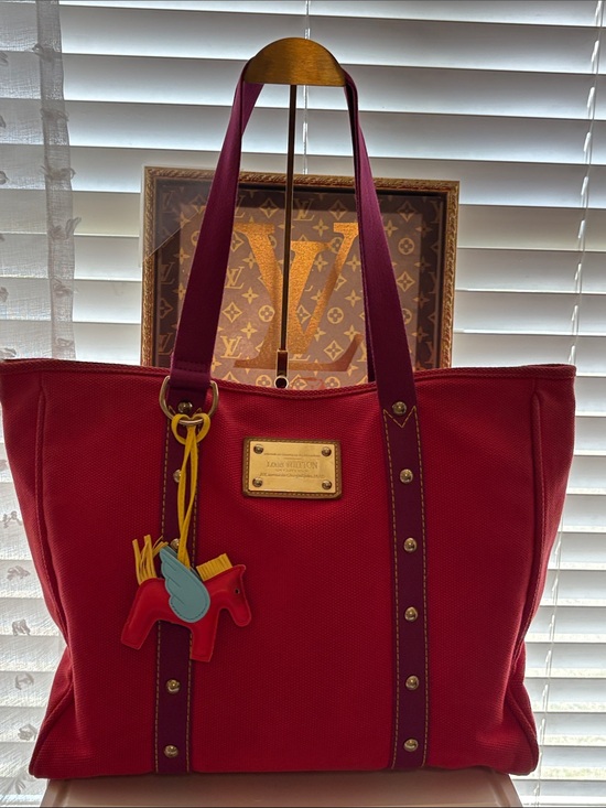 Louis Vuitton Handbags - Louis Vuitton Antigua Cabas tote bag red canvas W/COA/ Horse Charm included -GUC
